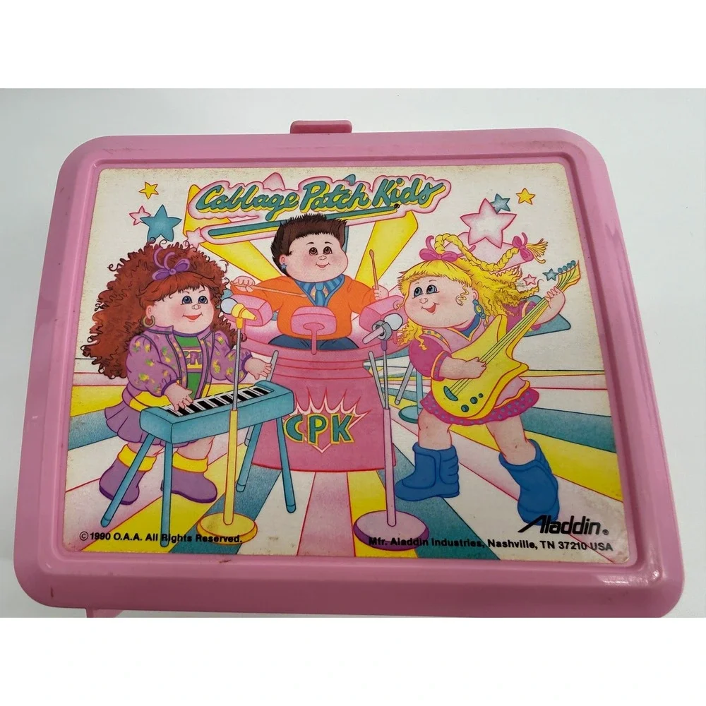Vintage 1990 Cabbage Patch Kids Lunch Box Aladdin Pink Plastic Kidcore Retro Y2K